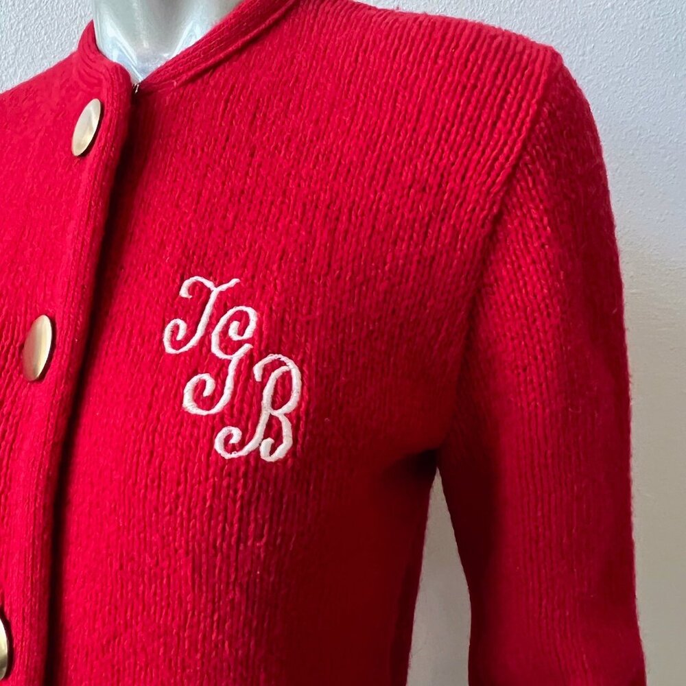 ❤️ Vintage 50s Wool Letterman Cardigan – Women’s Small – Red